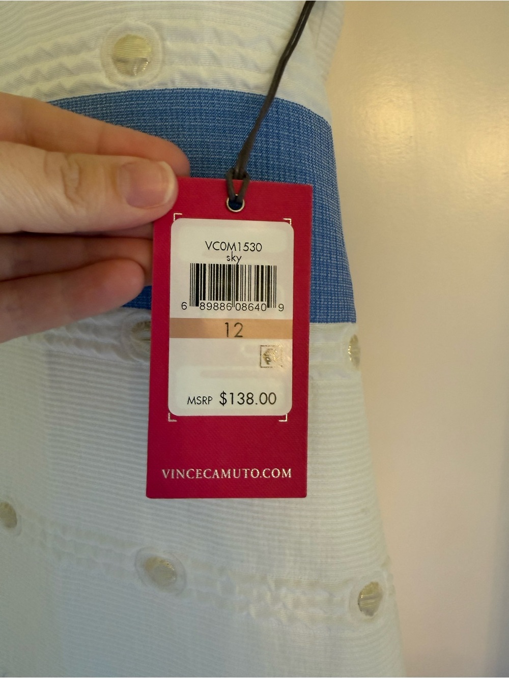 Vince Camuto White and Blue Striped Shift Dress - Picture 3 of 3
